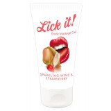Lubrifiant Lick It Erotic Masaj Gel, Sparkling Wine &amp; Strawberry, aroma Capsuni, 50ml