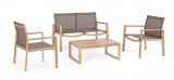 Set mobilier de gradina 4 piese Kallen, Bizzotto, aluminiu/textilena 2x1, natural