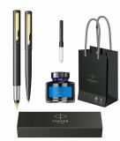 Set stilou si pix Parker Vector negru mat GT cu cerneala