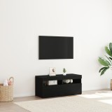 vidaXL Dulap TV cu LED-uri Stejar Negru 90x35x40 cm Lemn