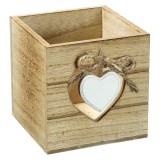 Suport Pixuri Lemn, Model Inimă, Dimensiuni 9x9x9cm, Oem