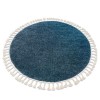 Covor Berber 9000 cerc albastru Franjuri shaggy, cerc 160 cm, Rotund, Polipropilena