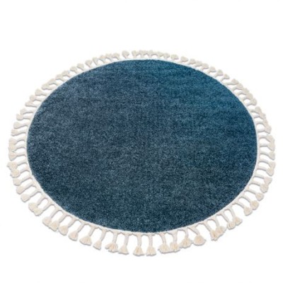 Covor Berber 9000 cerc albastru Franjuri shaggy, cerc 160 cm foto
