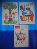 HOPCT LOT NR 977 COPII-PROPAGANDA SOVIETICA -3 CARTI POSTALE-CIRCULATE