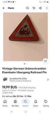 Insigna Traversare de cale ferata fara restrictii Germania WW2 foto