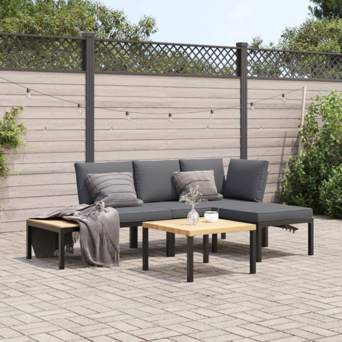 Gossi set mobilier de gradina cu perne, 4 piese, negru, aluminiu