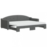 Cumpara ieftin Pat de zi cu extensie si saltele, gri inchis, 80x200 cm, textil