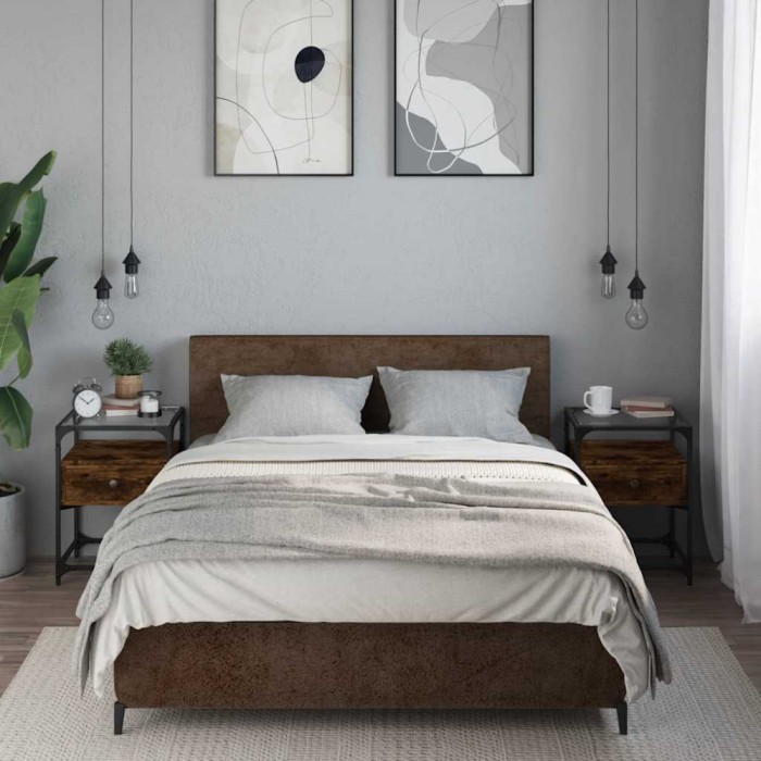 vidaXL Noptiere, 2 buc., stejar fumuriu, 40x40x55 cm, lemn compozit 846079