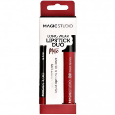 Set Perfect Lips ruj lichid mat si creion contur, Nr.3, 40's Red, Magic Studio