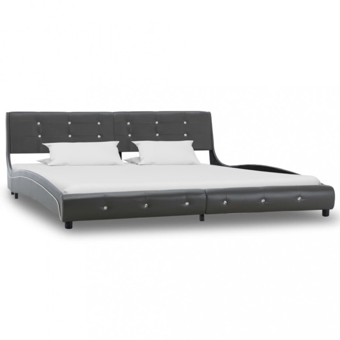 vidaXL Cadru de pat, gri, 180x200 cm, piele ecologică