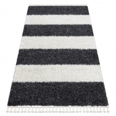 Covor UNION 4079 Dunga gri si cremă Franjuri shaggy pletos, 200x290 cm