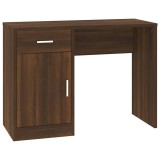 Cumpara ieftin Birou cu sertar si dulap, stejar maro, 100x40x73 cm, lemn