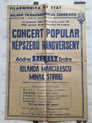 HST PM25 Afiș concert popular Filarmonica T&amp;acirc;rgu Mureș 1961 foto