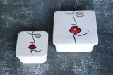 Set 2 recipiente din ceramica patrate Visage