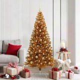 vidaXL Brad de Crăciun cu 300 LED cu suport Auriu 180 cm PET 3396629
