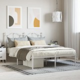 Gossi cadru de pat metalic cu tablie, alb, 150x200 cm