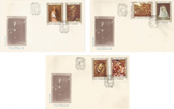 |Romania, LP 1244/1990, Tablouri impuscate in timpul revolutiei din 1989, FDC