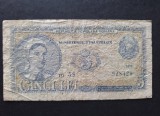 ROMANIA 5 LEI 1952 &ndash; bancnota veche &ndash; stare F