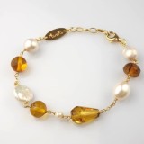 Cumpara ieftin Brățară Ambra din perle și chihlimbar