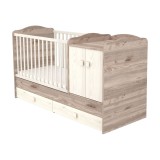 Cumpara ieftin Patut copii transformabil din lemn cu 2 sertare Hubners Sofia Maxi Kombi 120x70 cm crem nisip