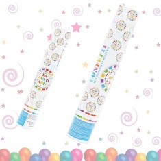 Tun confetti La Multi Ani, accesoriu party, lungime 30 cm, multicolor