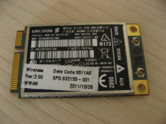 Modul 3g laptop HP ProBook 6460b, WWAN hs2340, ERICSSON F5521gw, 632155-001 foto