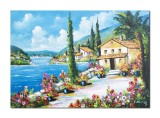 Cumpara ieftin Tablou peisaj mediteranean pictat manual, O zi insorita, 70x50cm ulei pe panza, Constantin Feraru
