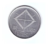 Moneda Italia 100 lire 1974 Guglielmo Marconi, stare foarte buna, curata