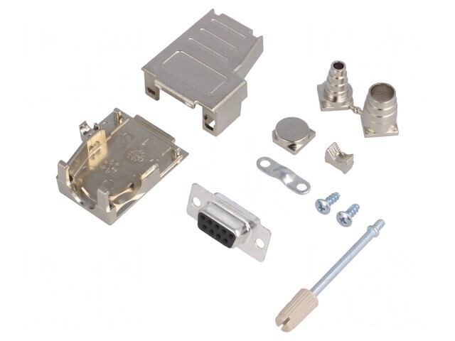 Conector D-Sub 9-Pini Mufă Mamă pe Cablu Negru Kit Complet
