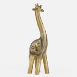 Girafă Decorativă Auriu cu Motive Tropicale - Polirasină, CMCLASS