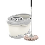 Set galeata si mop rotativ 360&Acirc;&deg;, flippy, cu dubla actiune centrifuga, pentru uz casnic, maner din otel inoxidabil telescopic, 2 capte din bumbac, 46x