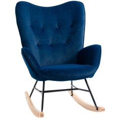 HOMCOM Fotoliu balansoar, rocking chair, fotoliu pentru alăptare confortabil cu structură din lemn masiv și metal pentru Living, Dormitor, Balcon, Cat