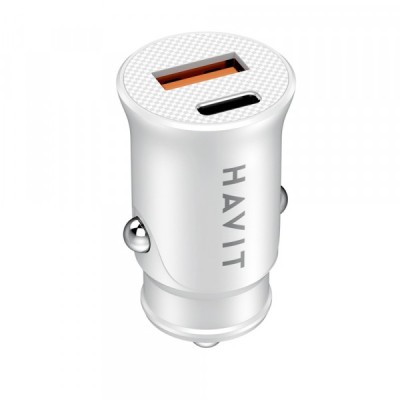 Incarcator Auto HAVIT CC2022, 20W, 3A, 1 x USB-A - 1 x USB-C, Alb foto