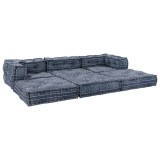 VidaXL Canapea puf modulară 3 locuri, convertibilă, indigo, textil