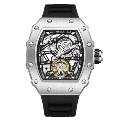 Ceas Barbati Onola 3854 Argintiu , Design Luxury, Mecanic, Luminos, Rezistent la Apa 3ATM foto