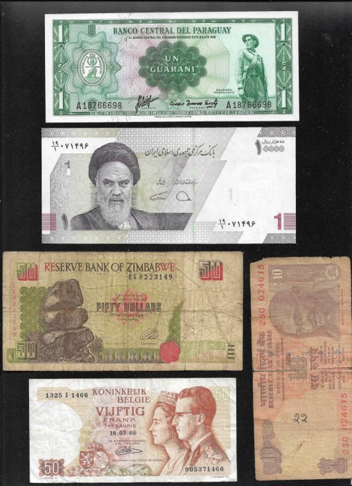 Set 5 bancnote de prin lume adunate (cele din imagini) #100