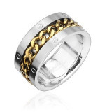 Inel din oțel inoxidabil cu lanț auriu - Marime inel: 67