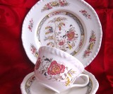 SET SERVICIU MIC DEJUN PORTELAN ENGLEZESC ADAMS WEDGWOOD GRUP MODEL JEDDO CU DECOR FLORAL SET TRIO CEASCA CAFEA CU FARFURII