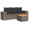 Set canapea de gradina cu perne, 4 piese, gri, poliratan