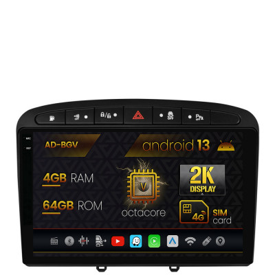 Navigatie Peugeot 308 408 (2008-2013), Android 13, V-Octacore 4GB RAM + 64GB ROM, 9.5 Inch - AD-BGV9004+AD-BGRKIT265 foto