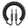 Cablu auxiliar USAMS, jack to jack, model spiralat, lungime 1.2 metri, negru