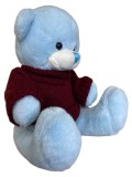 Jucarie de plus ursulet peticel albastru cu hanorac grena