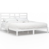 Cumpara ieftin Cadru de pat, alb, 200x200 cm, lemn masiv