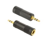 ADAPTOR audio GEMBIRD stereo (1 x 6.35 mm jack M la 1 x 3.5 mm jack T), negru, &quot;A-6.35F-3.5M&quot; (timbru verde 0.08 lei)