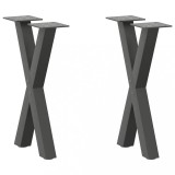VidaXL Picioare pentru măsuță de cafea &icirc;n formă de X, 2 buc., antracit, 38x(42-43) cm, oțel