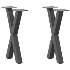 vidaXL Picioare pentru măsuță de cafea &icirc;n formă de X, 2 buc., antracit, 38x(42-43) cm, oțel 4012894