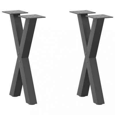 vidaXL Picioare pentru măsuță de cafea &amp;icirc;n formă de X, 2 buc., antracit, 38x(42-43) cm, oțel foto