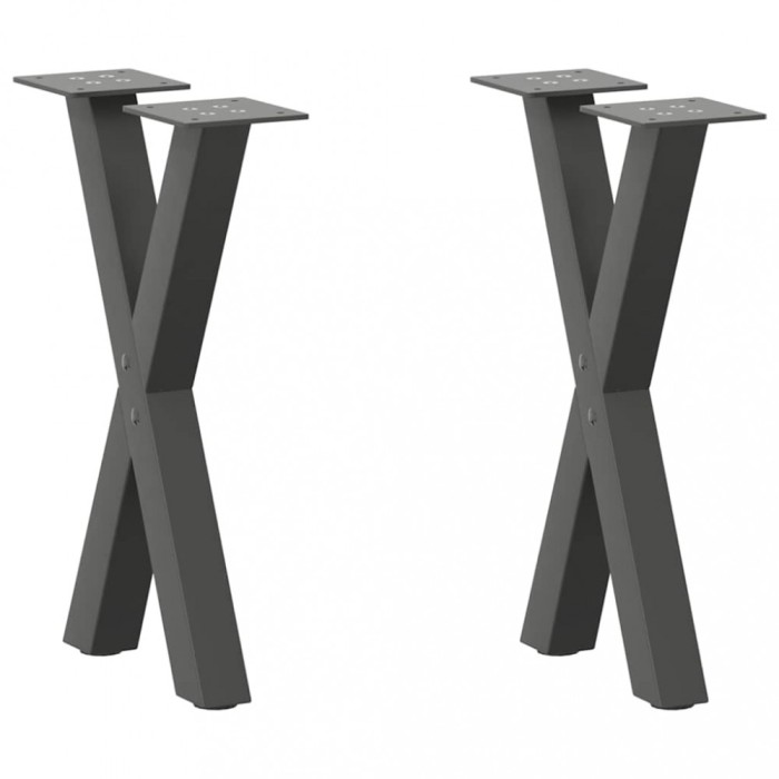 vidaXL Picioare pentru măsuță de cafea &icirc;n formă de X, 2 buc., antracit, 38x(42-43) cm, oțel
