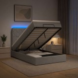 Cumpara ieftin Pat Ottoman cu Saltea si LED Gri deschis 120 x 190 cm Tesatura