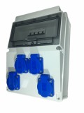 Tablou electric echipat cu 4 prize monofazice schuko 16A panou organizare de santier cu sigurante IP54